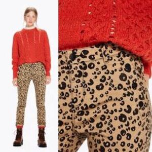 MAISON SCOTCH & SODA Expedition Express Mid Skinny Leopard Jeans Beige Sz 28/32